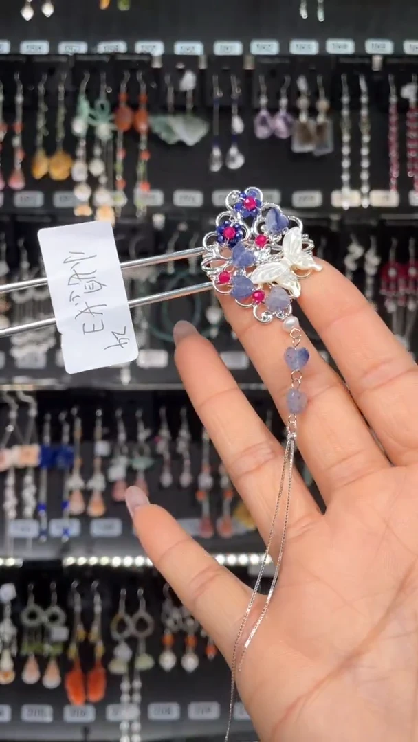 紫晶耳饰银S925镶嵌 傅诗淇的小媳妇儿