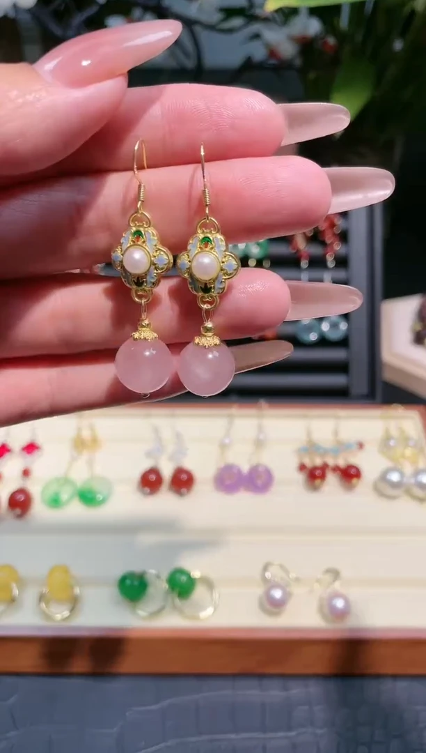 【闪购商品】水晶耳饰银S925镀金镶嵌706000