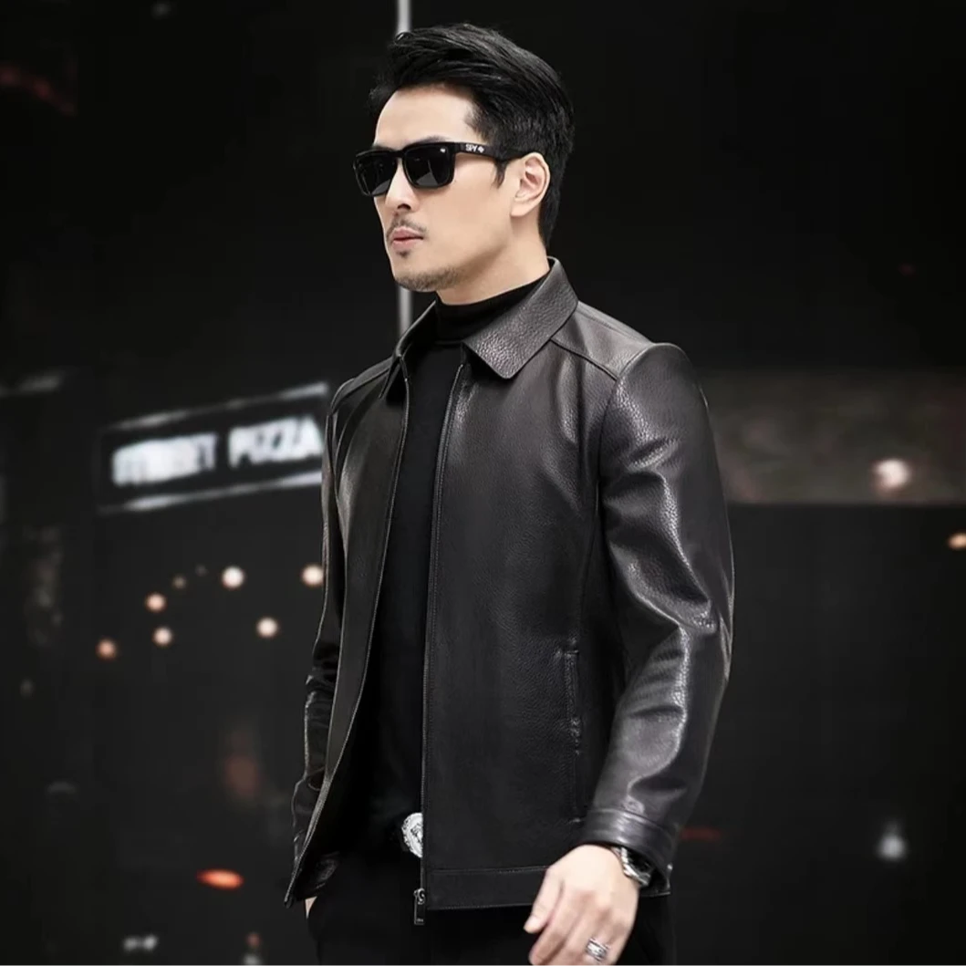 【王老板专属】2024年新款翻领皮外套休闲网红时尚皮夹克皮衣 -A004