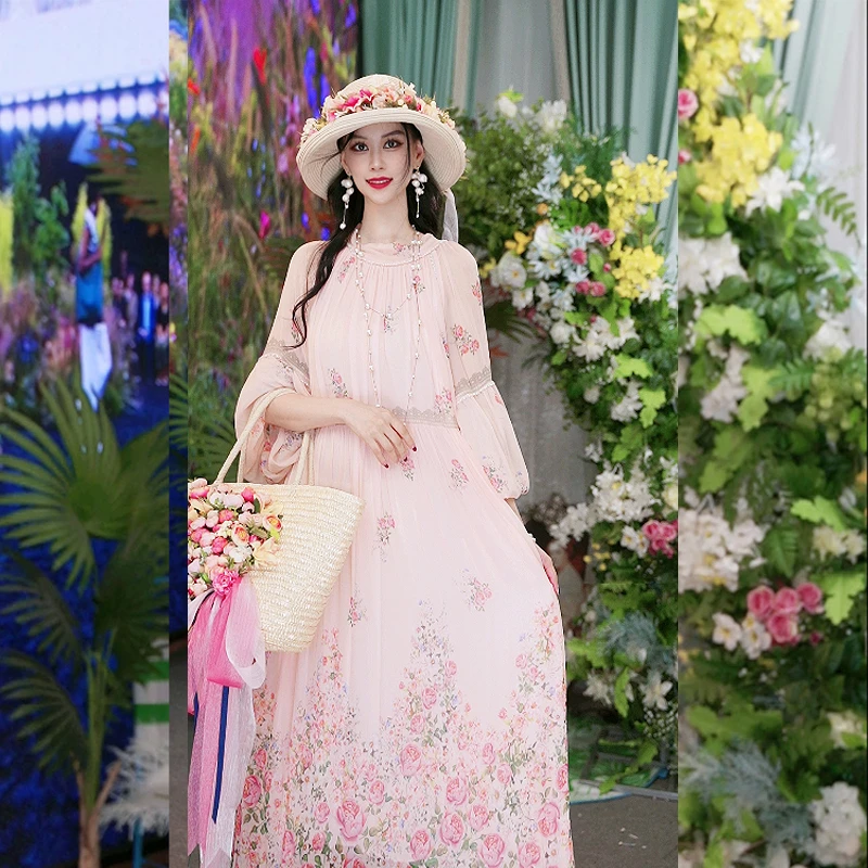 【木妍】法式设计师桑蚕丝气质宽松时尚修身长款女装连衣裙 241D002