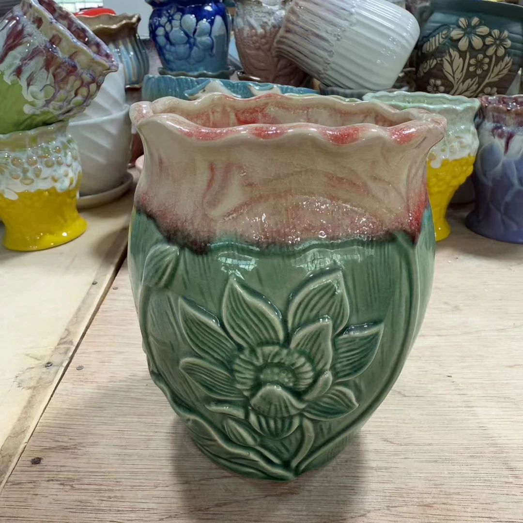 多肉陶瓷花盆叶子造型盆桌面办公室轻奢简约花盆肉肉盆绿植盆摆1