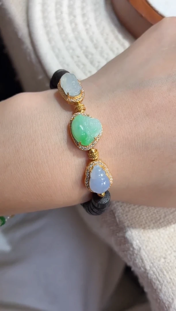 银S925镶嵌手链翡翠手串