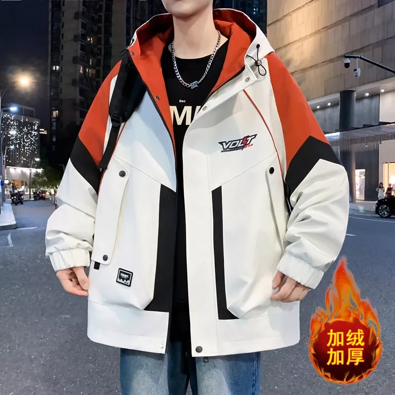 秋冬季青少年青春活力春季连帽休闲收口袖夹克宽松冬季帅气秋冬