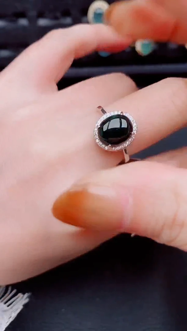 【闪购商品】翡翠戒指银S925镶嵌天然a货翡翠866