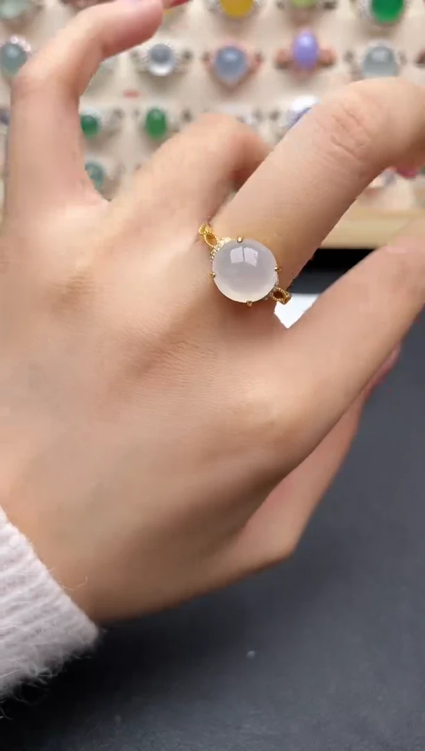 【闪购商品】翡翠戒指银S925镶嵌一物一证一礼盒