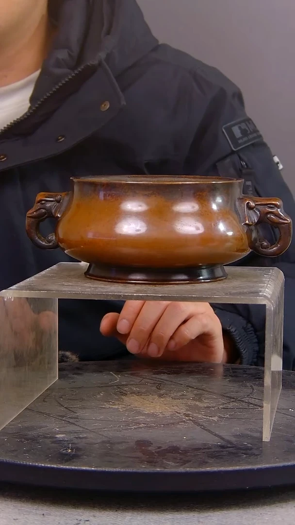 永**电山水铜缘紫铜香炉结缘1111