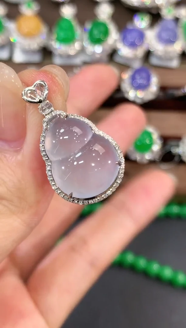 翡翠18K金镶嵌吊坠(不含链)q71