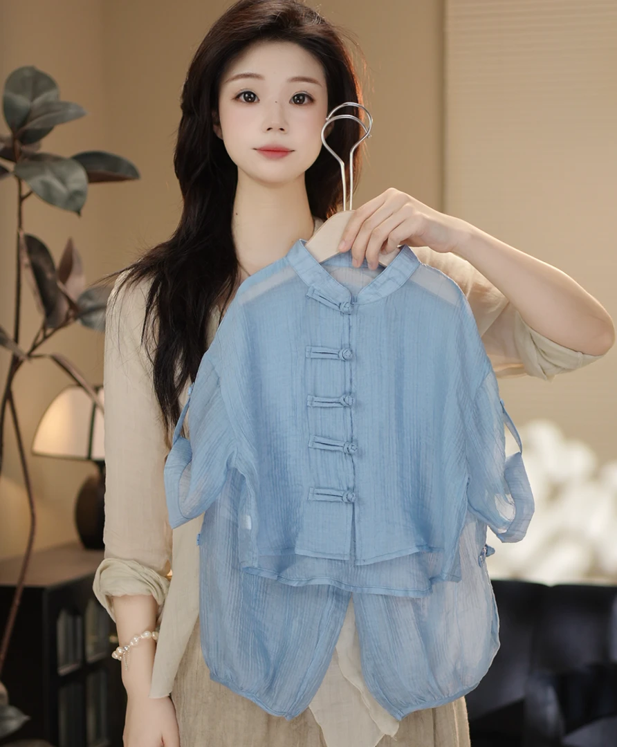 【现货】清凉中式2025童装夏韩流时尚原创设计便携式儿童套装60001