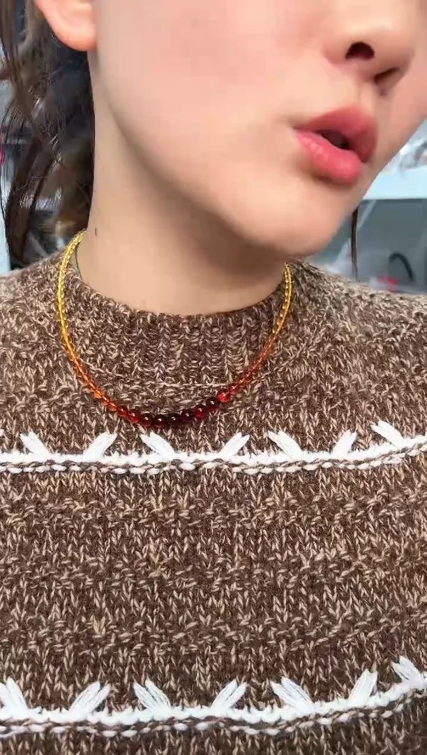 【闪购商品】琥珀颈饰未镶嵌渐变塔链一条