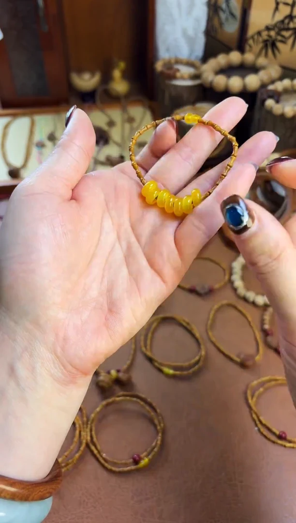 手串桃核古桃坊  竹节七宝福禄
