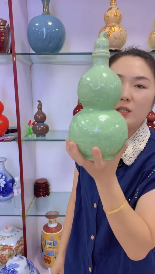 2斤装青釉葫芦空酒坛