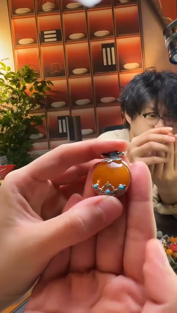 蜜蜡颈饰银S925镶嵌3741天然蜜蜡珠宝奇石全都保真