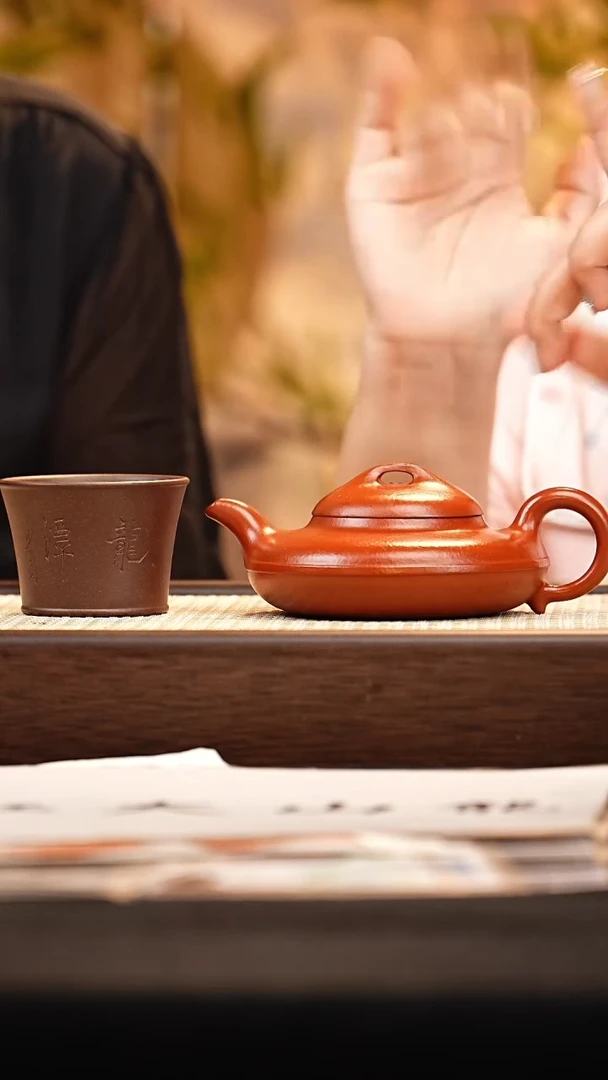 茶壶紫砂ZXJ线圆 大红泥200cc-杯