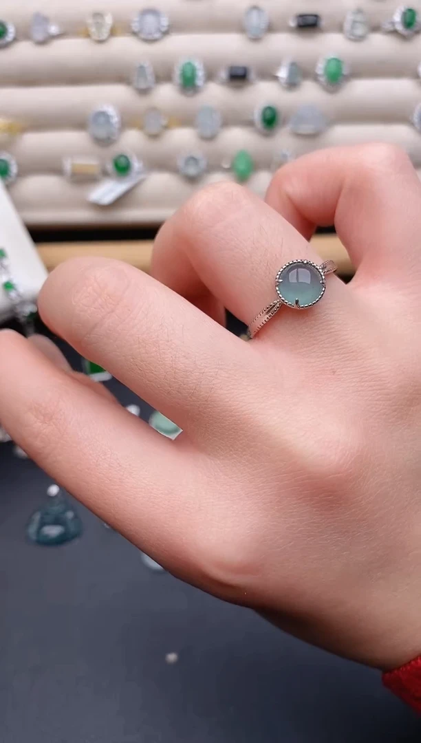 银S925镶嵌戒指翡翠0