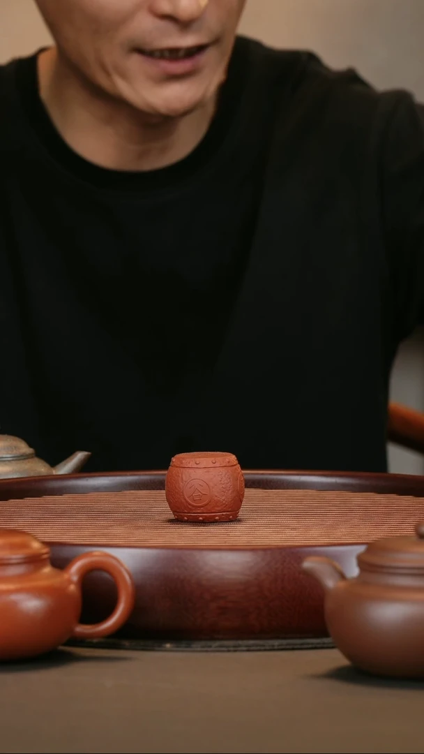 紫砂茶宠紫泥鼓盖置