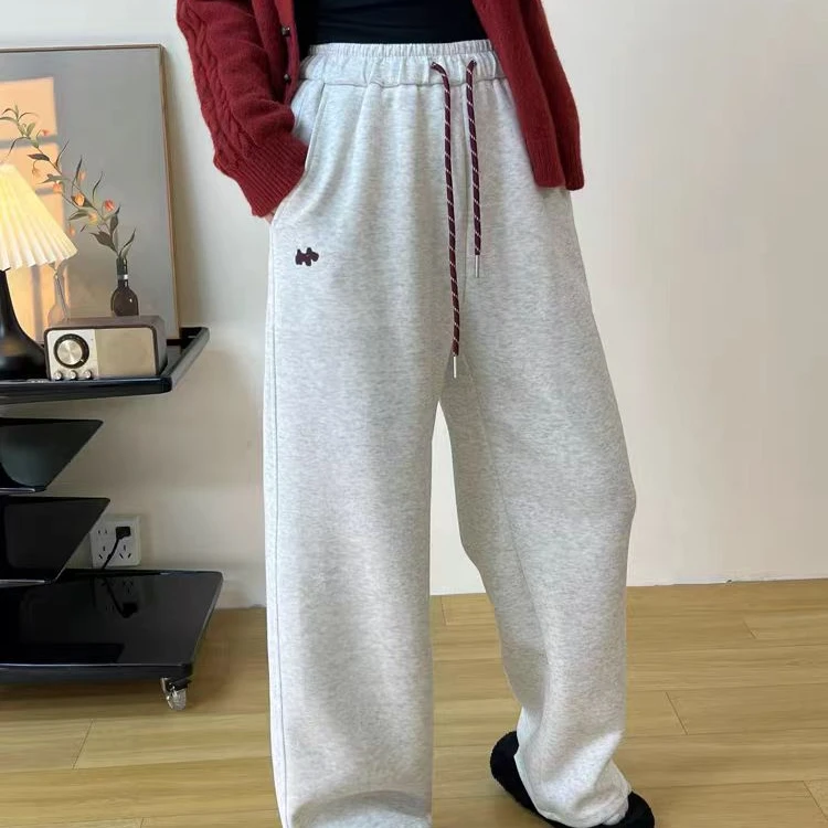 撞色抽绳直筒休闲卫裤显瘦休闲裤