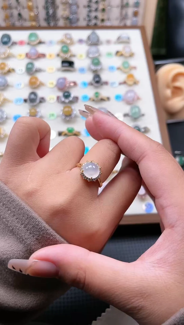 【闪购商品】翡翠戒指银S925镶嵌天然A货翡翠戒指