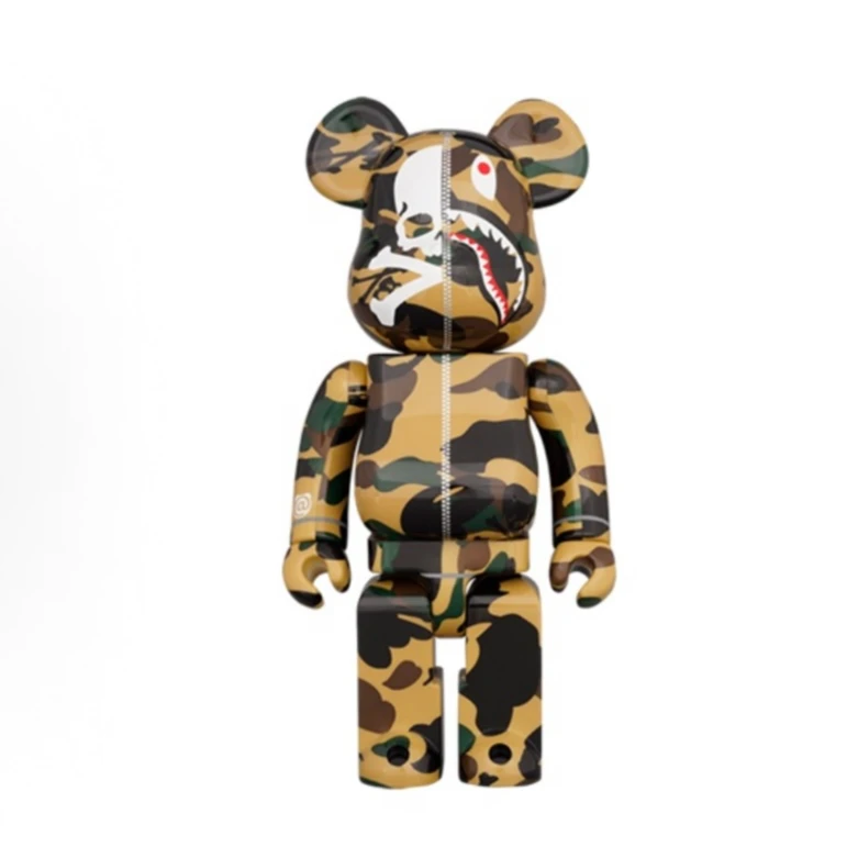 积木熊Bearbrick mmj 迷彩沙漠黄 双盒拆检 1000%尺寸70cm 潮玩
