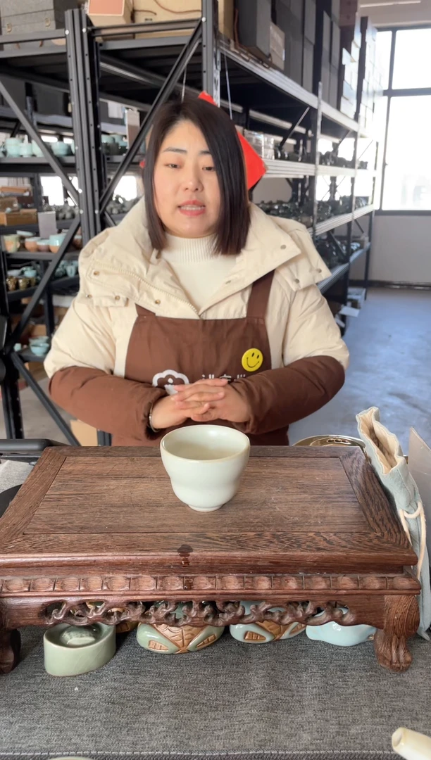 【闪购商品】瓷片汝意堂月白釉葫芦杯微瑕无礼盒