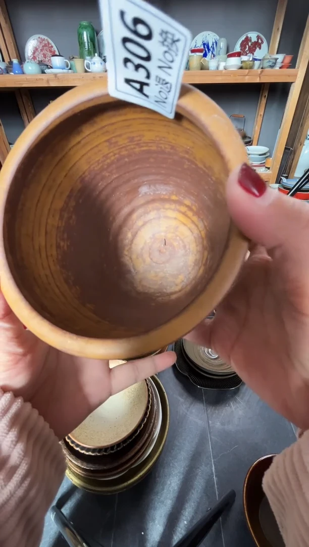 瓷片南*?a306微瑕黄色手工罐