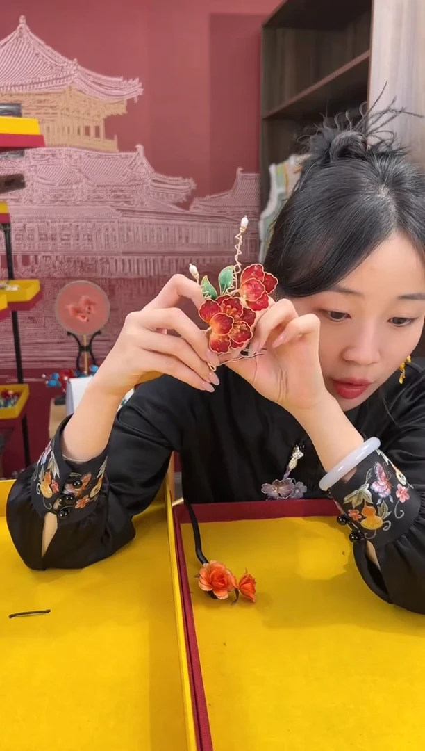 【闪购商品】刺绣非遗绒花（发饰）