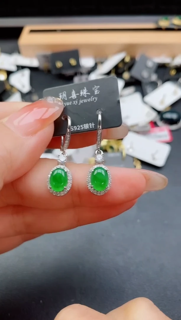 银S925镶嵌戒指翡翠1