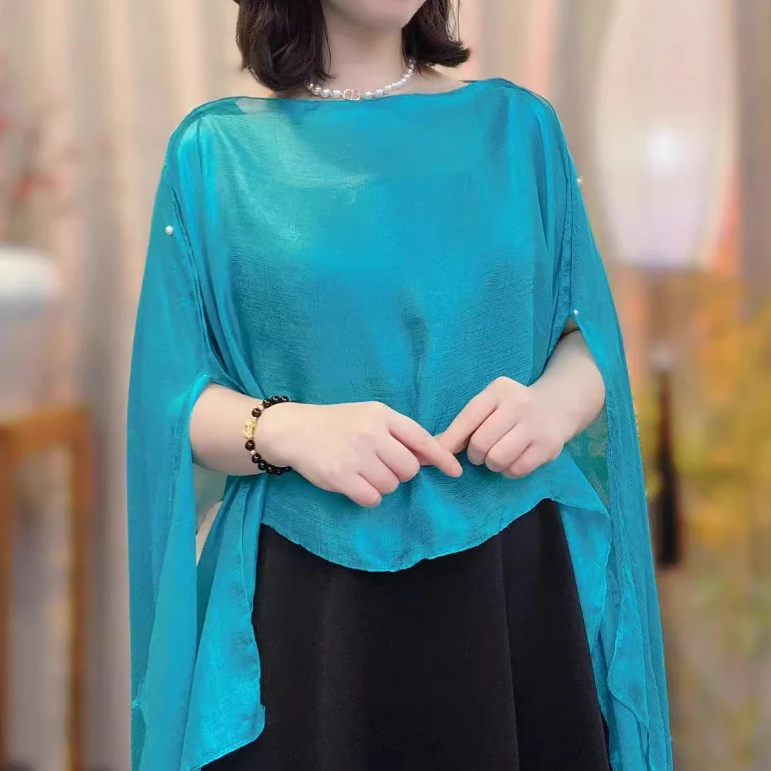 夏季爆款纯色披肩旅游度假拍照神器防风防晒外搭女套头丝巾薄宽松