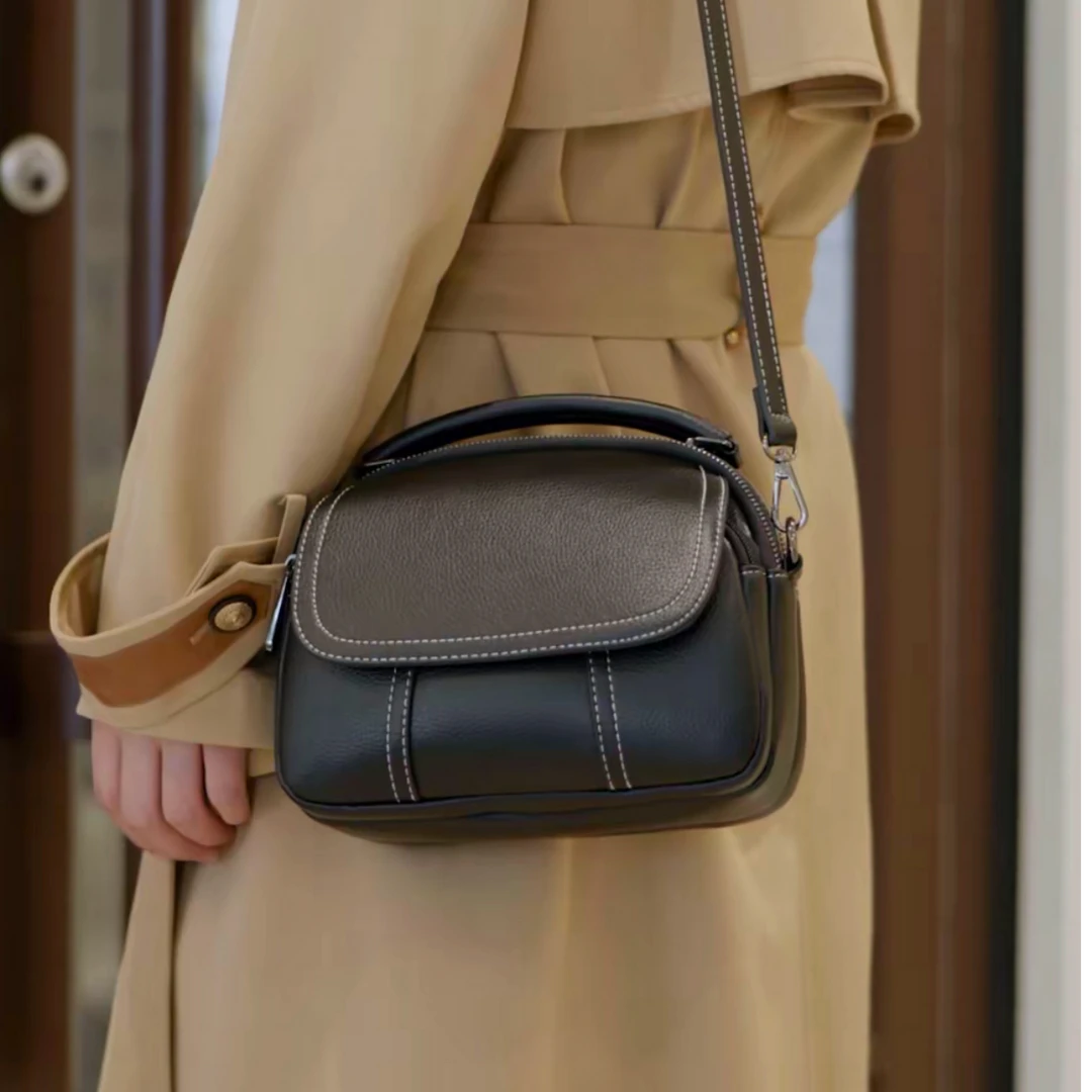 小包包云朵软皮做旧斜挎包百搭纯色女包时尚单肩包黑色小手提包