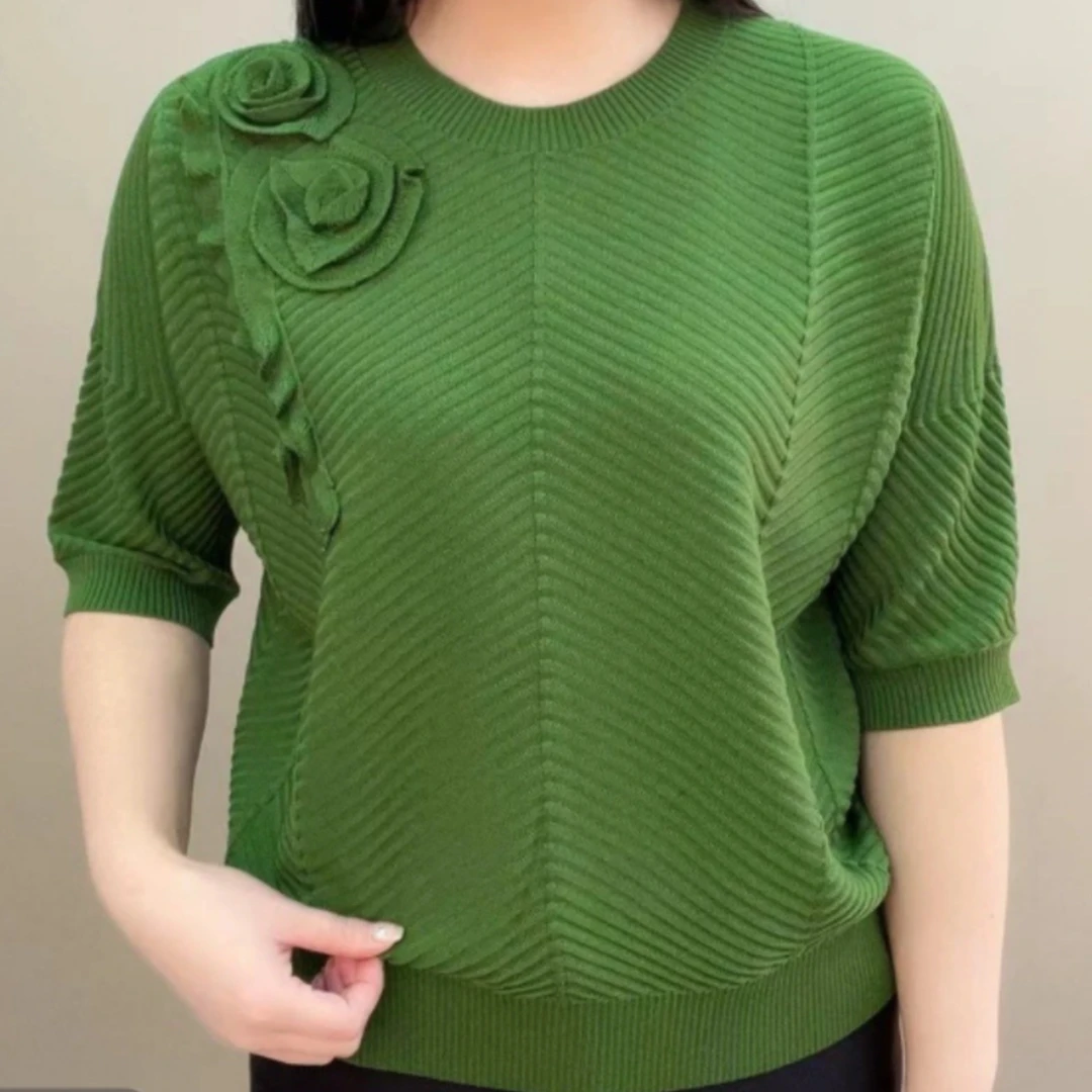 春款洋气中老年妈妈减龄纯色针织衫2025新款宽松显瘦百搭女装小衫