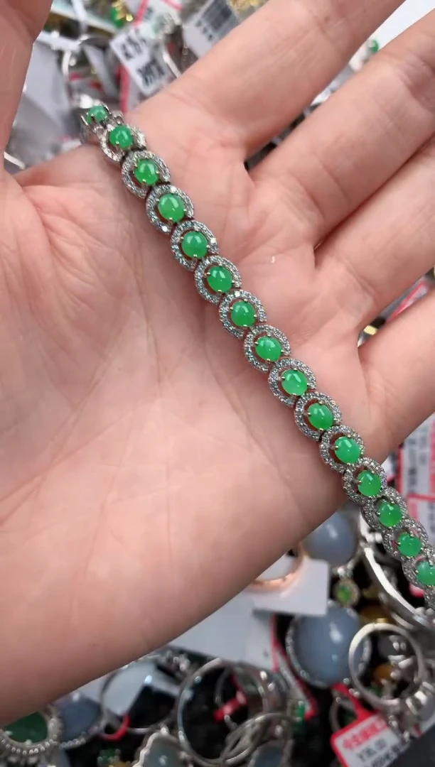 银S925镶嵌戒指翡翠444---1