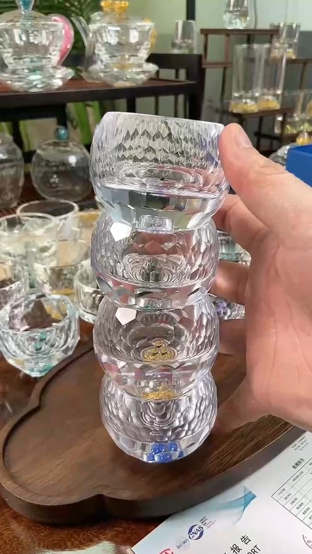 【闪购商品】紫色+蓝色+金箔+绿色球形茶碗4个装