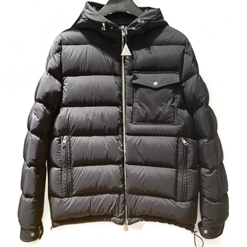 未使用 MONCLER 盟可睐蒙口 印花双面穿连帽羽绒服黑色男款