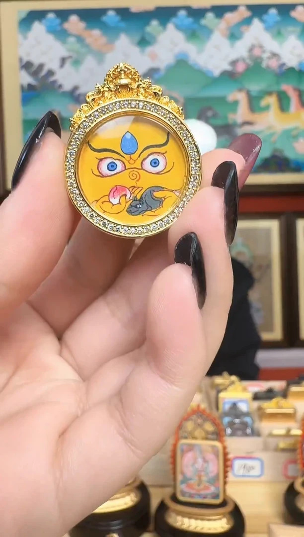 吊坠黄C-热贡纯手绘