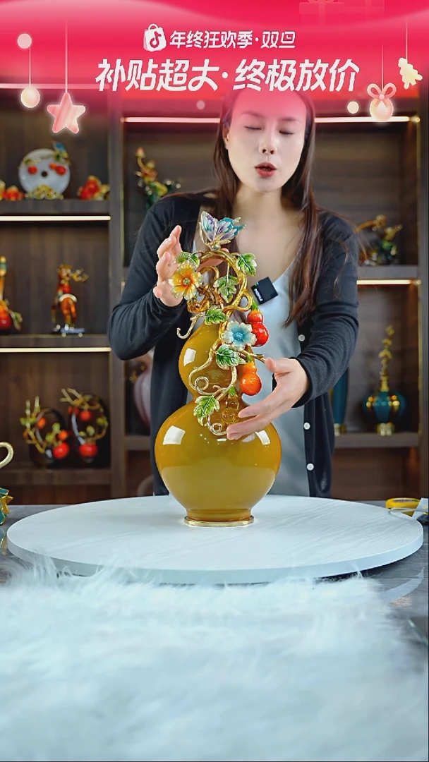 合金五福临门 珐琅彩葫芦摆件