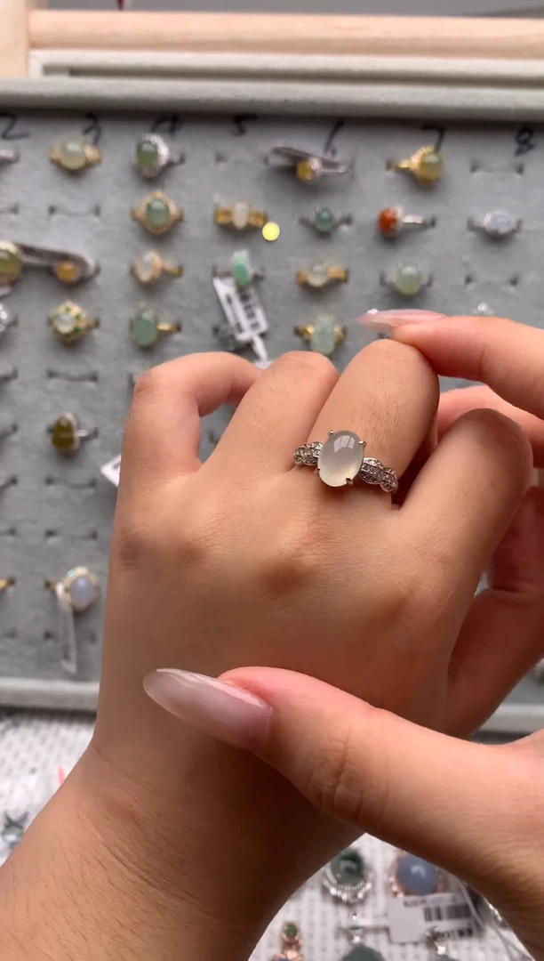 银S925镶嵌戒指翡翠1