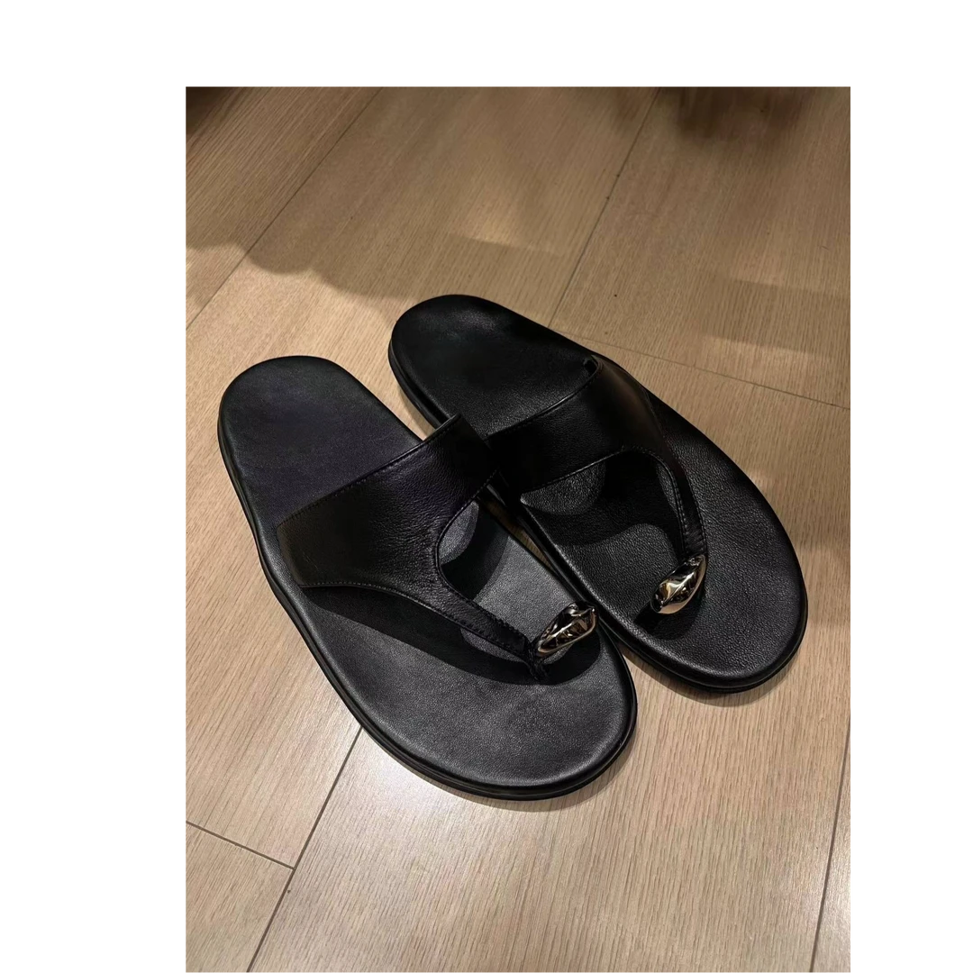 YYOUHAN 2025新款极简风金属扣夹脚拖鞋百搭凉拖鞋 2505C2618