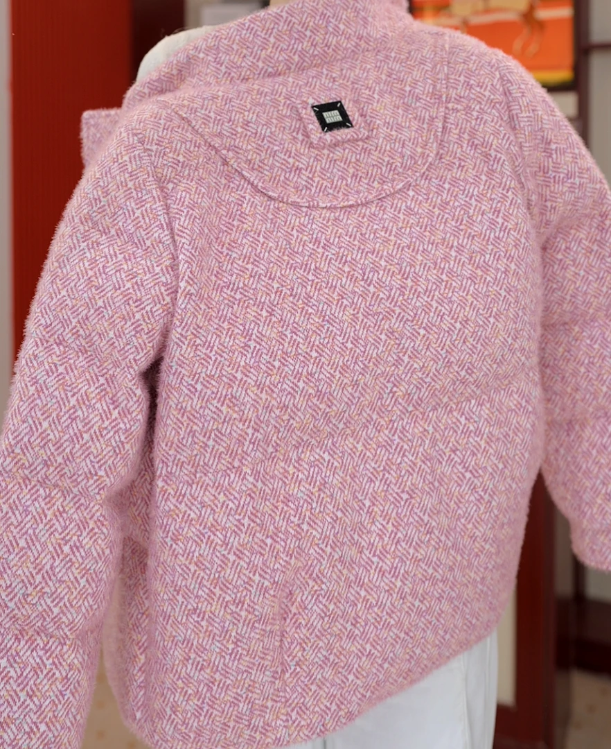 【思思】秋冬新款粉色加厚洋气百搭保暖羽绒服