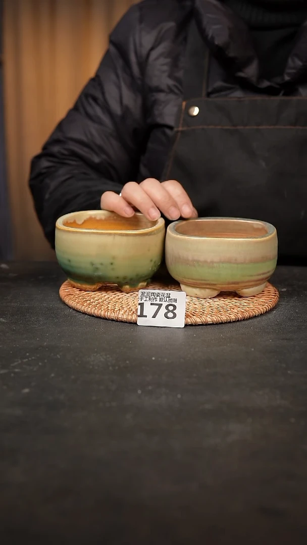 【闪购商品】瓷片178泥泥手工花盆口8高6