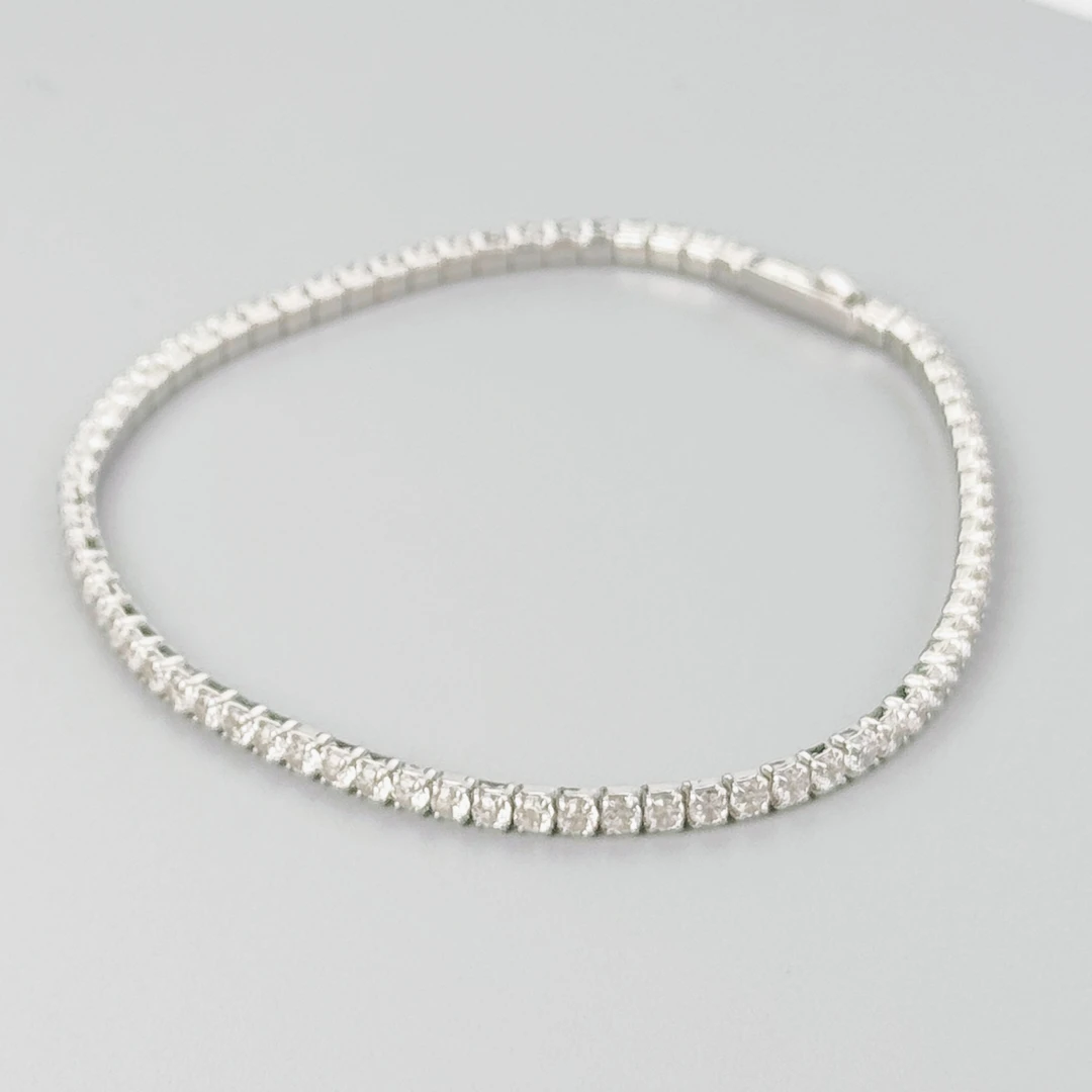 925银合成锆石手链 欧美风卖满钻手链·纯银·熹棠气质纯银时尚百搭