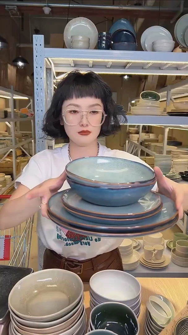 瓷59外贸尾货高温釉下彩餐具默认微瑕