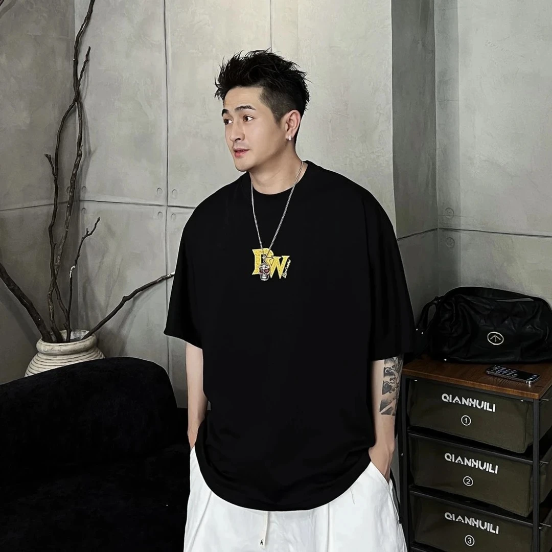 到位男装25ss春夏新款美式休闲时尚百搭简约字母蝙蝠短袖T恤Y8022