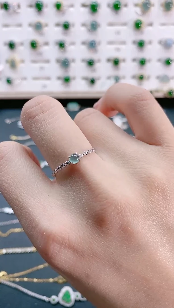 【闪购商品】翡翠戒指银S925镶嵌天然翡翠