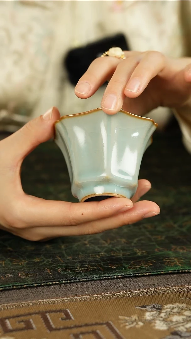 善窑厂汝窑天青朝颜杯
