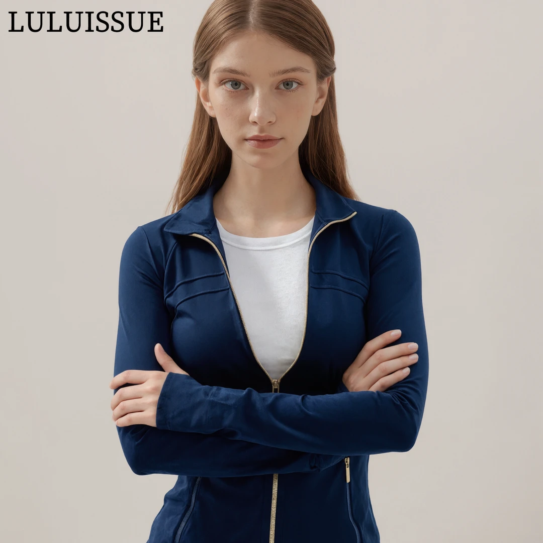 LULUISSUE瑜伽服外套女新款秋冬运动上衣修身显瘦健身服金拉链立