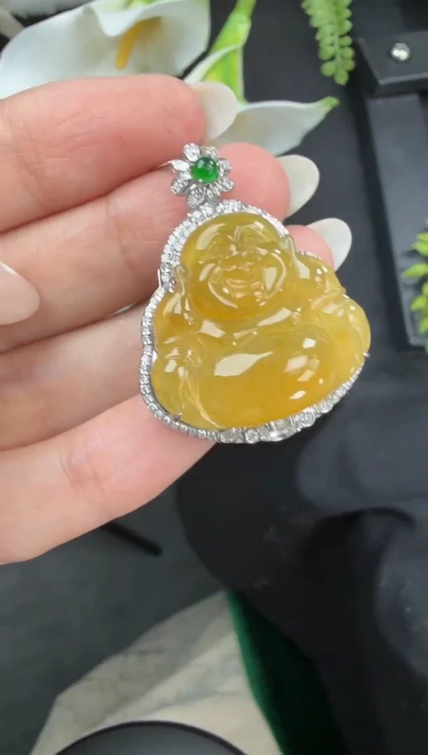 颈饰18K金镶嵌翡翠翡翠佛公