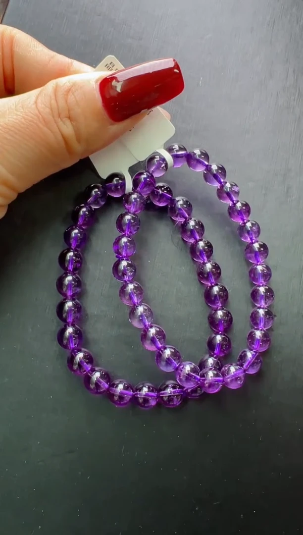 【闪购商品】水晶手串未镶嵌紫水晶手串7m+多样性发一X37541