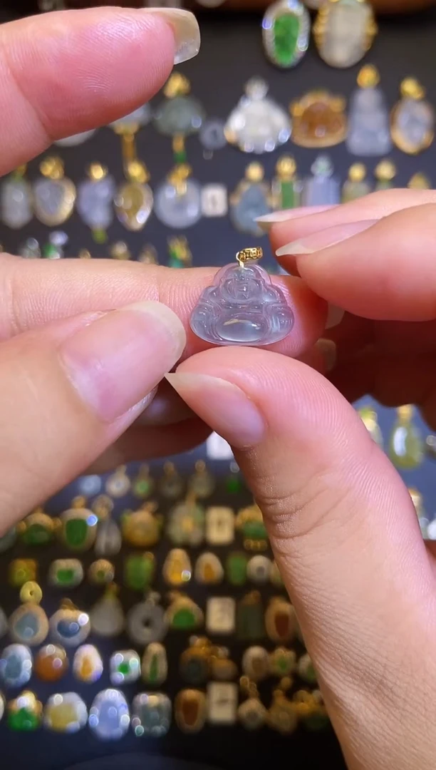 翡翠18K金镶嵌吊坠(不含链)1