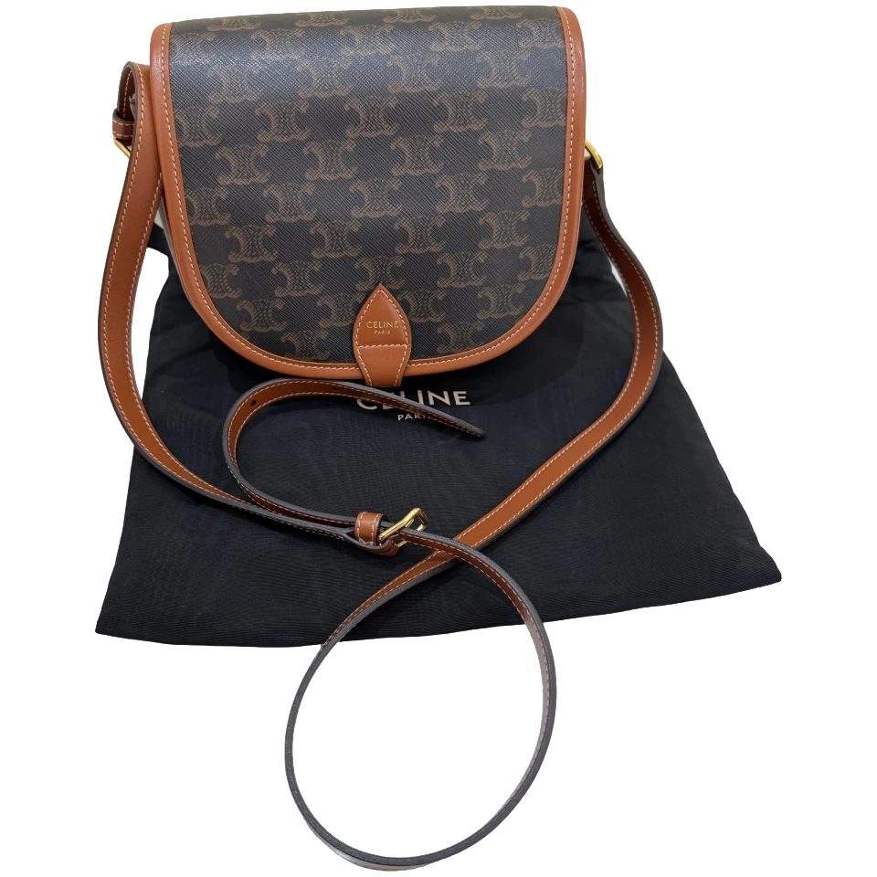 99新 Celine/思琳 中号老花马鞍包单肩斜挎包 20年编码 hn2567