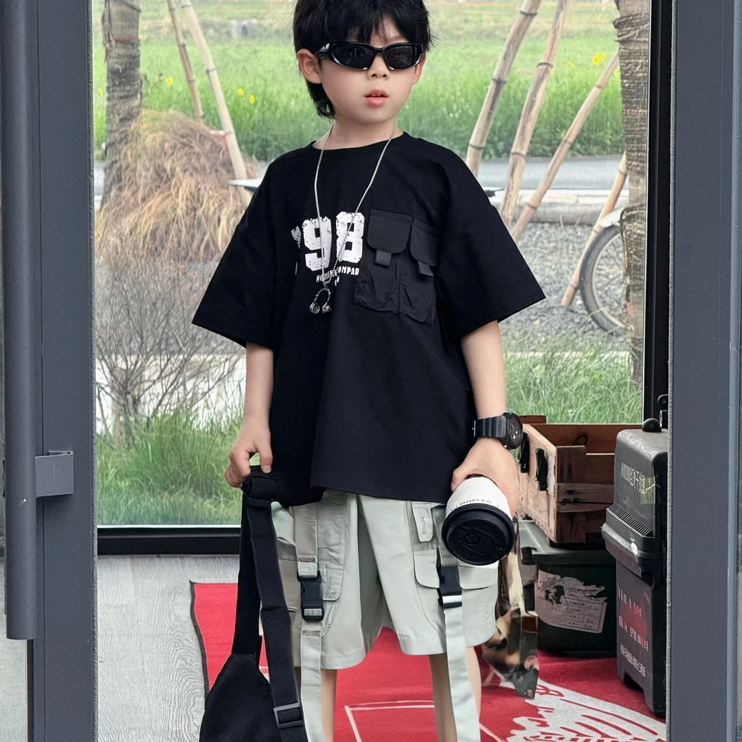 【KeyKey】超重工多口袋工装裤 韩版百搭款男童短裤休闲夏款kk105