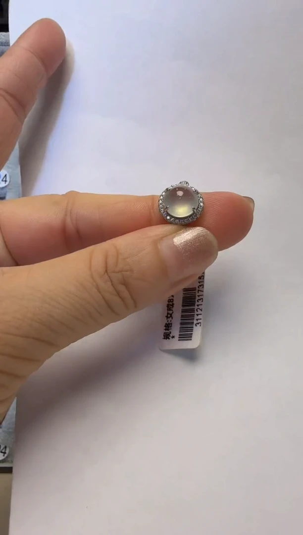 银S925镶嵌戒指翡翠925银镶缅甸A货翡翠戒指